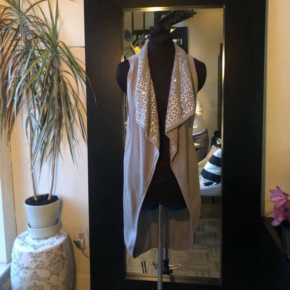 Beaded draped sweater vest